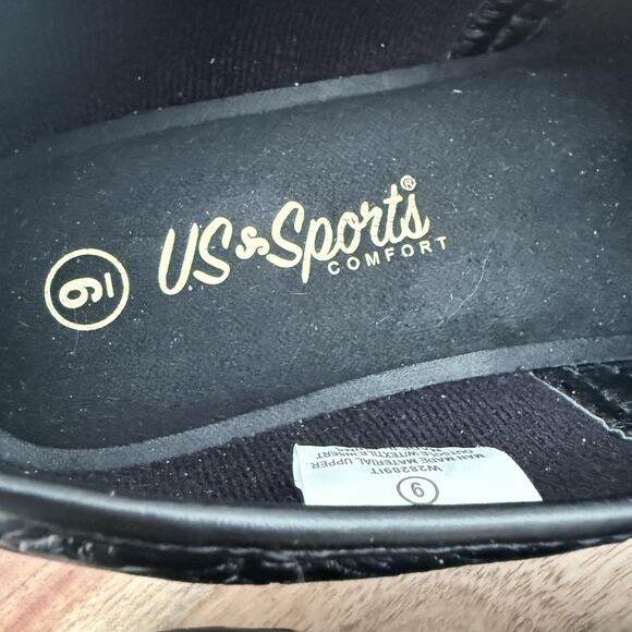 US Sports Comfort Shoes Womens Size 9 Black Embossed Slip On Loafers - Picture 6 of 9